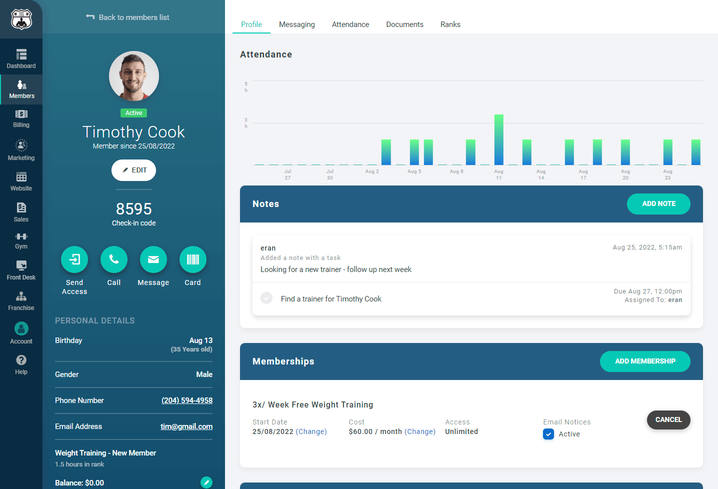 Gym member management